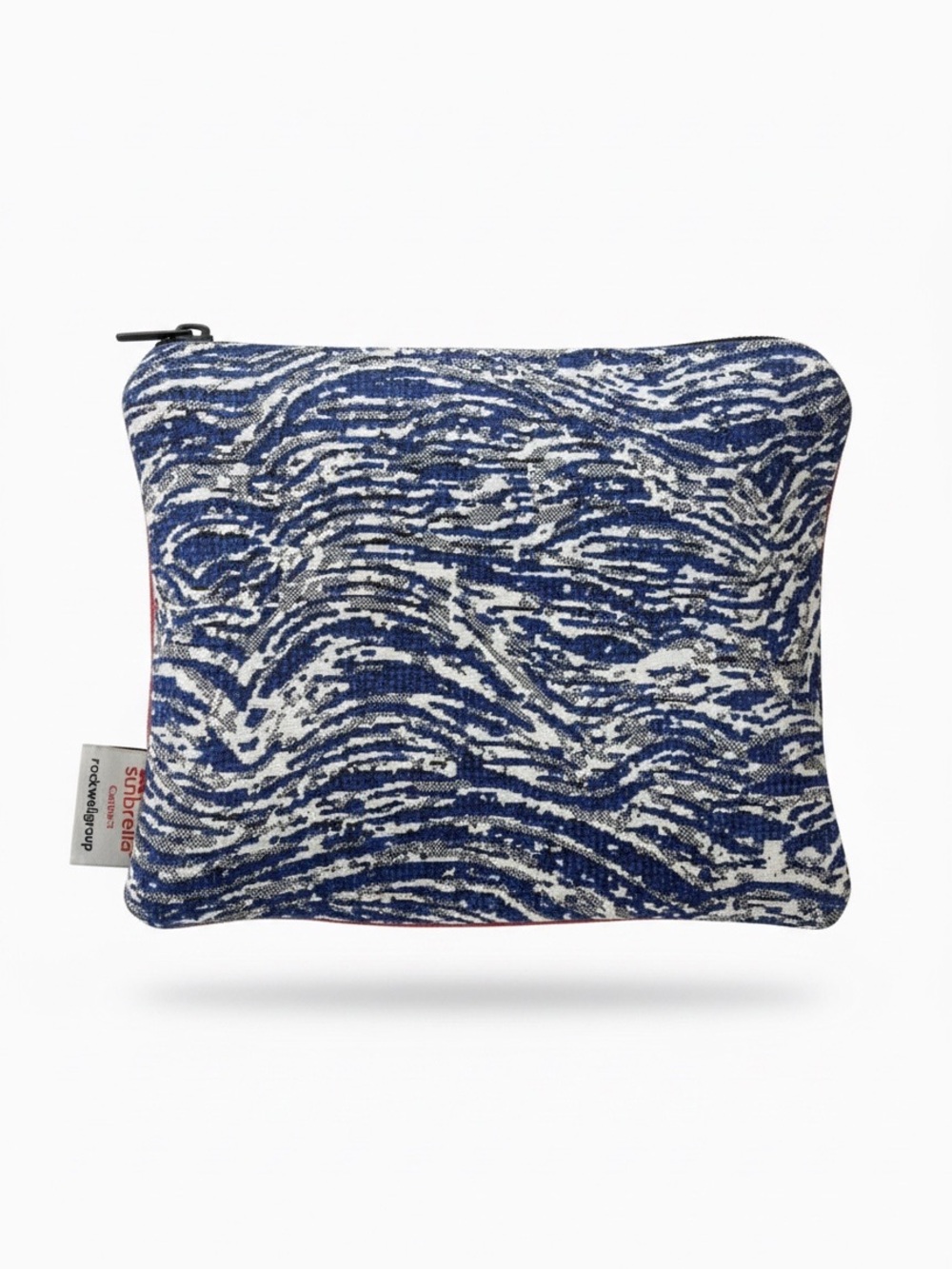 Sunbrella x Rockwell Group Blue Wave Zippered Makeup Pouch with Contrast Back